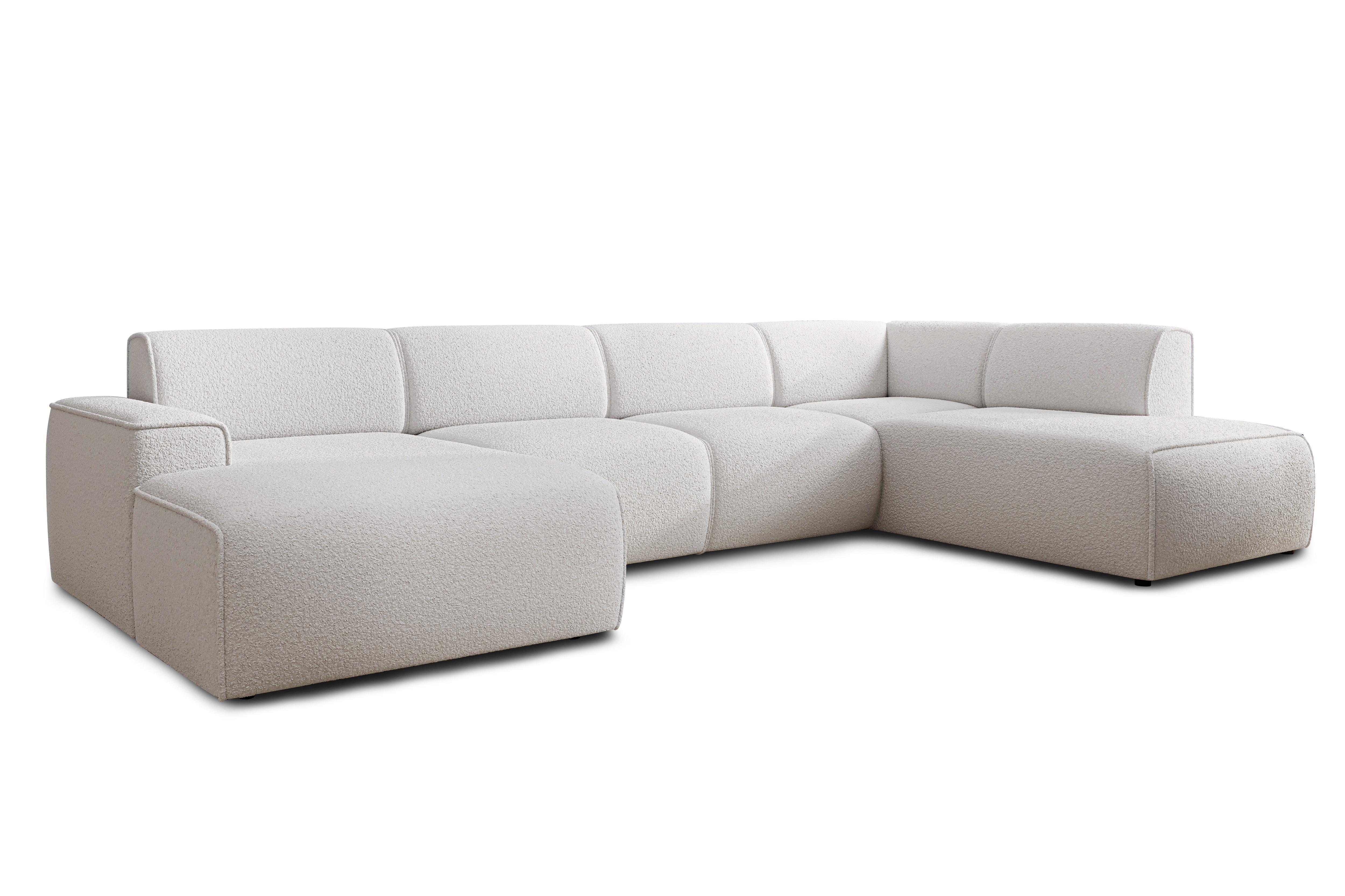 Wohnli Möbelsuche - WOHNLANDSCHAFT Didim Weiß 378/220/78 cm – großes Sofa stilvoll & bequem R
