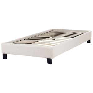 wohnli-moebel-suche-800001072939-1 POLSTERBETT Beige-Dunkler Holzfarbton 90-200 cm Roanne Textil Beliani Möbel > Betten > Polsterbetten Beige