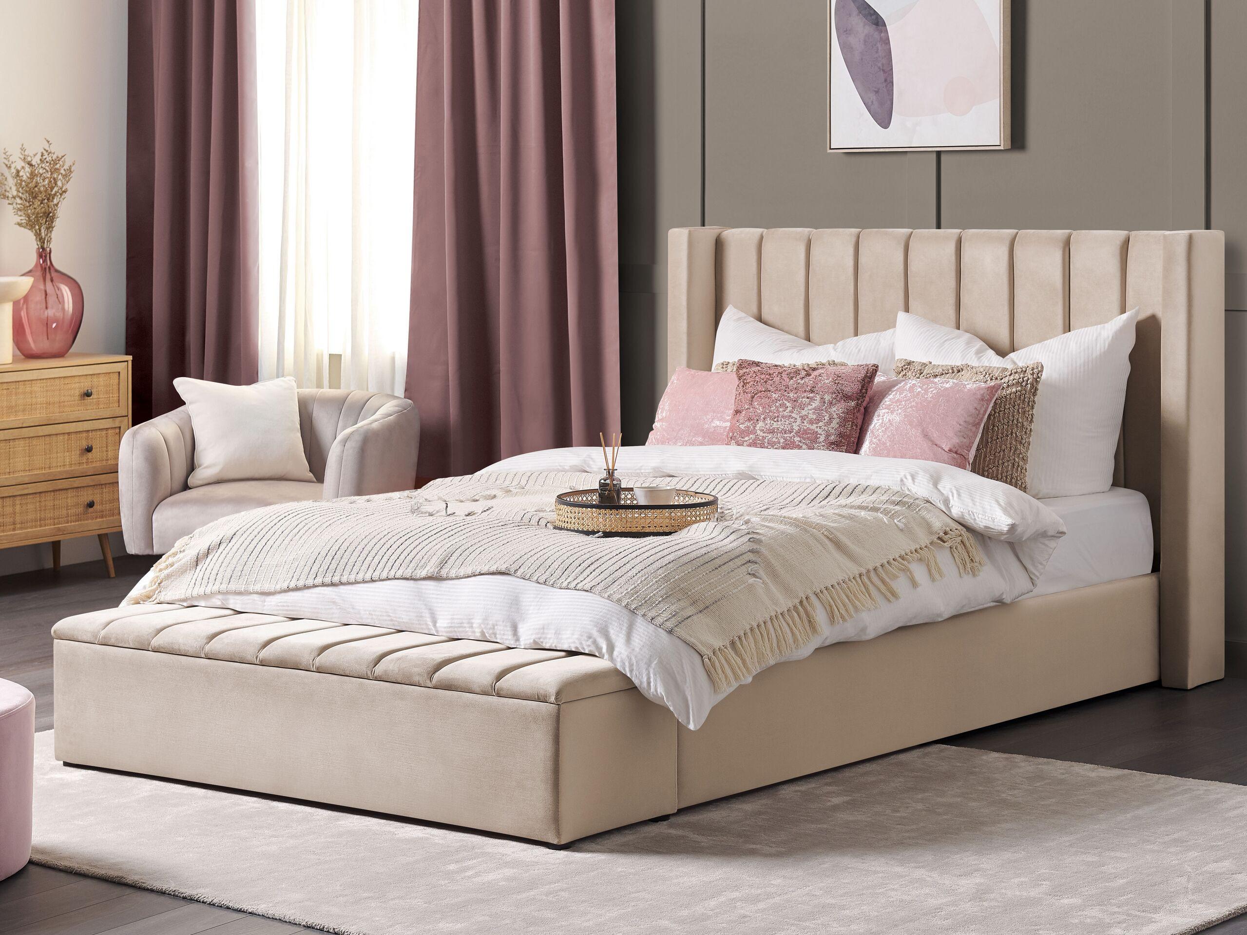 wohnli-moebel-suche-800001072957-1 WASSERBETT 180x200 cm Beige Noyers Textil Beliani Möbel > Betten Beige