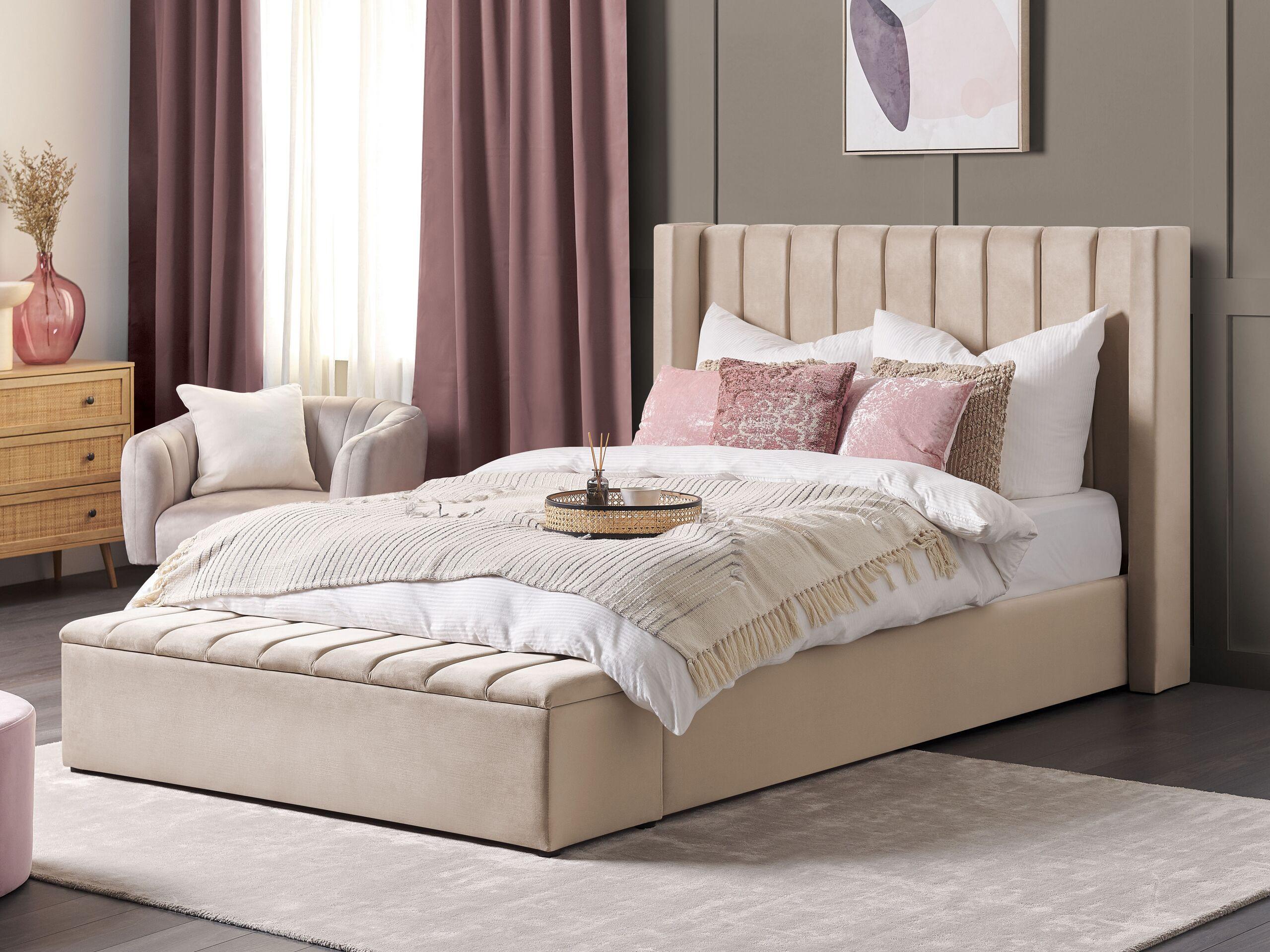 wohnli-moebel-suche-800001072961-1 WASSERBETT 160x200 cm Beige Noyers Textil Beliani Möbel > Betten Beige