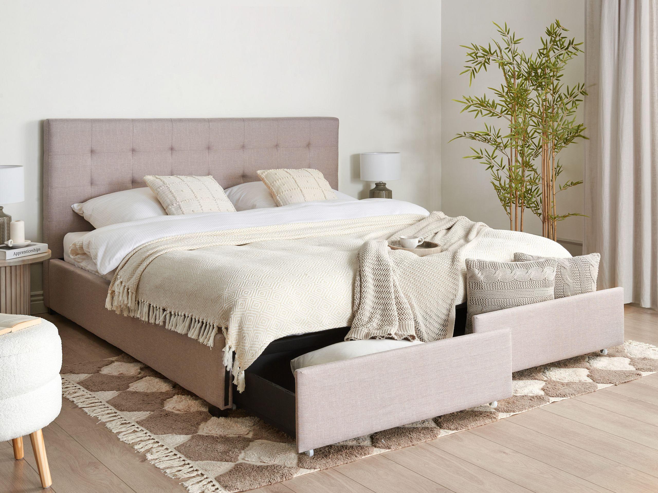 POLSTERBETT180X200 cm Grau La Rochelle Textil Beliani Möbel > Betten > Polsterbetten Grau