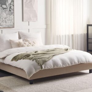 POLSTERBETT mit Lattenrost 180x200 cm Beige Roanne Textil Beliani Möbel > Betten > Polsterbetten Beige