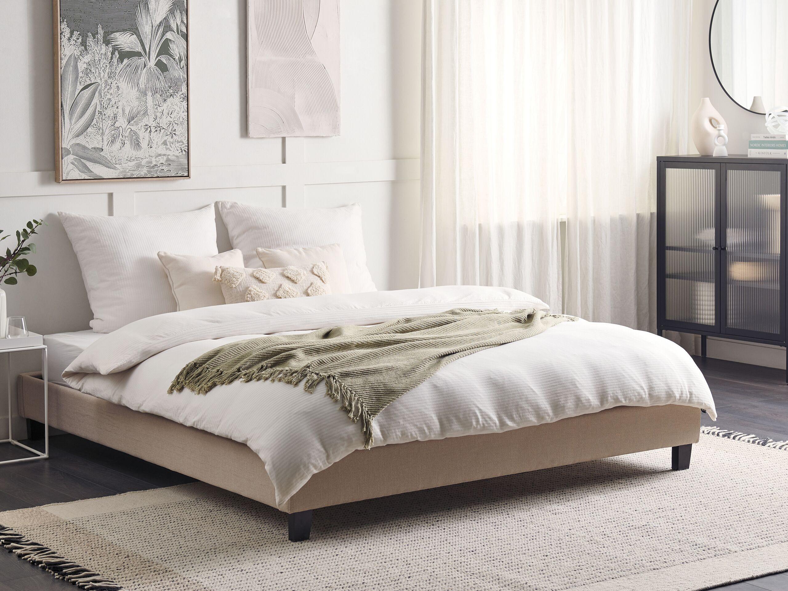 POLSTERBETT mit Lattenrost 180x200 cm Beige Roanne Textil Beliani Möbel > Betten > Polsterbetten Beige