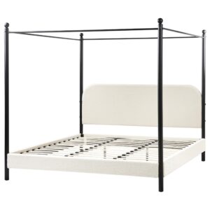 wohnli-moebel-suche-800001073119-1 HIMMELBETT 180x200 cm Weiß Dannemois Textil Beliani Möbel > Betten Weiß