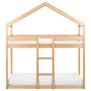 HOCHBETT 90x200 cm Heller Holzfarbton Labatut Holz Beliani Möbel > Betten > Hoch- und Etagenbetten > Hochbetten Braun