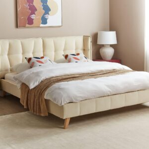 wohnli-moebel-suche-800001073268-1 POLSTERBETT mit Lattenrost 160x200 cm Beige Senlis Textil Beliani Möbel > Betten > Polsterbetten Beige