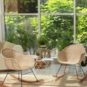 wohnli-moebel-suche-800001073322-1 SCHAUKELSTÜHLE 2er Set Naturfarben Lavinio Naturmaterialien Beliani Garten & Outdoor > Gartenmöbel > Gartenstühle Braun