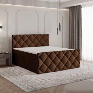 wohnli-moebel-suche-800001076723-1 BOXBETT ROVARI 140x200 cm mit Matratze und Topper - Braun Holz MASSENO Möbel > Betten > Boxspringbetten Braun