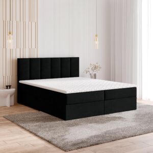 BOXBETT MERIL 180x200 cm mit Matratze und Topper - Schwarz Holz MASSENO Möbel > Betten > Boxspringbetten Schwarz