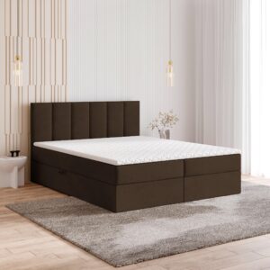 wohnli-moebel-suche-800001076754-1 BOXBETT MERIL 160x200 cm mit Matratze und Topper - Braun Holz MASSENO Möbel > Betten > Boxspringbetten Braun
