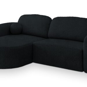 Wohnli Möbelsuche - ECKSOFA AMILIA L-S Schwarz Boucle-Stoff mit Schlaffunktion