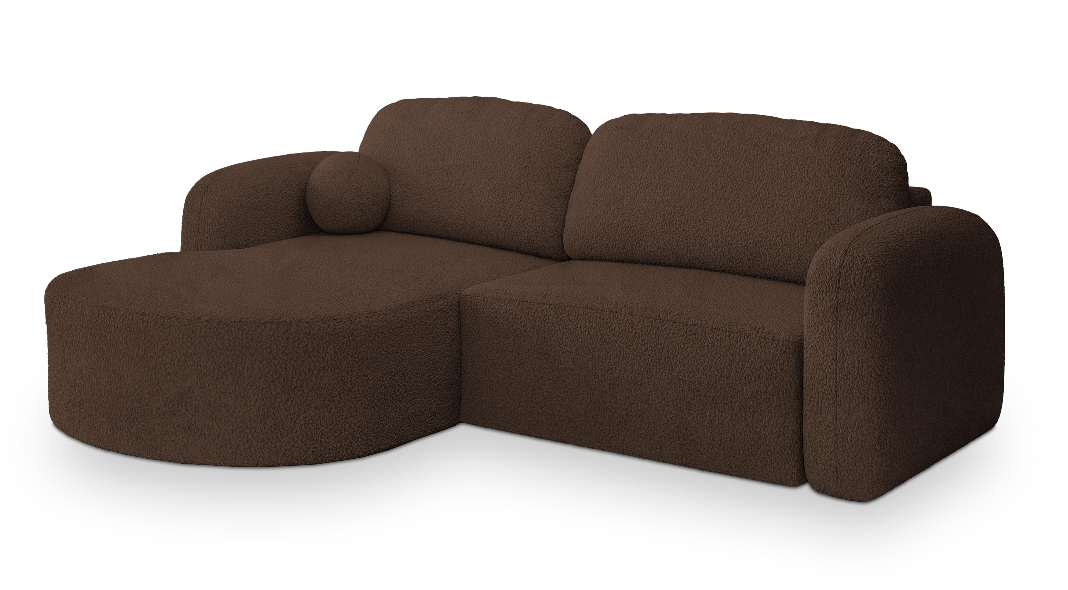 Wohnli Möbelsuche - ECKSOFA AMILIA L-S Braun Boucle-Stoff mit Schlaffunktion