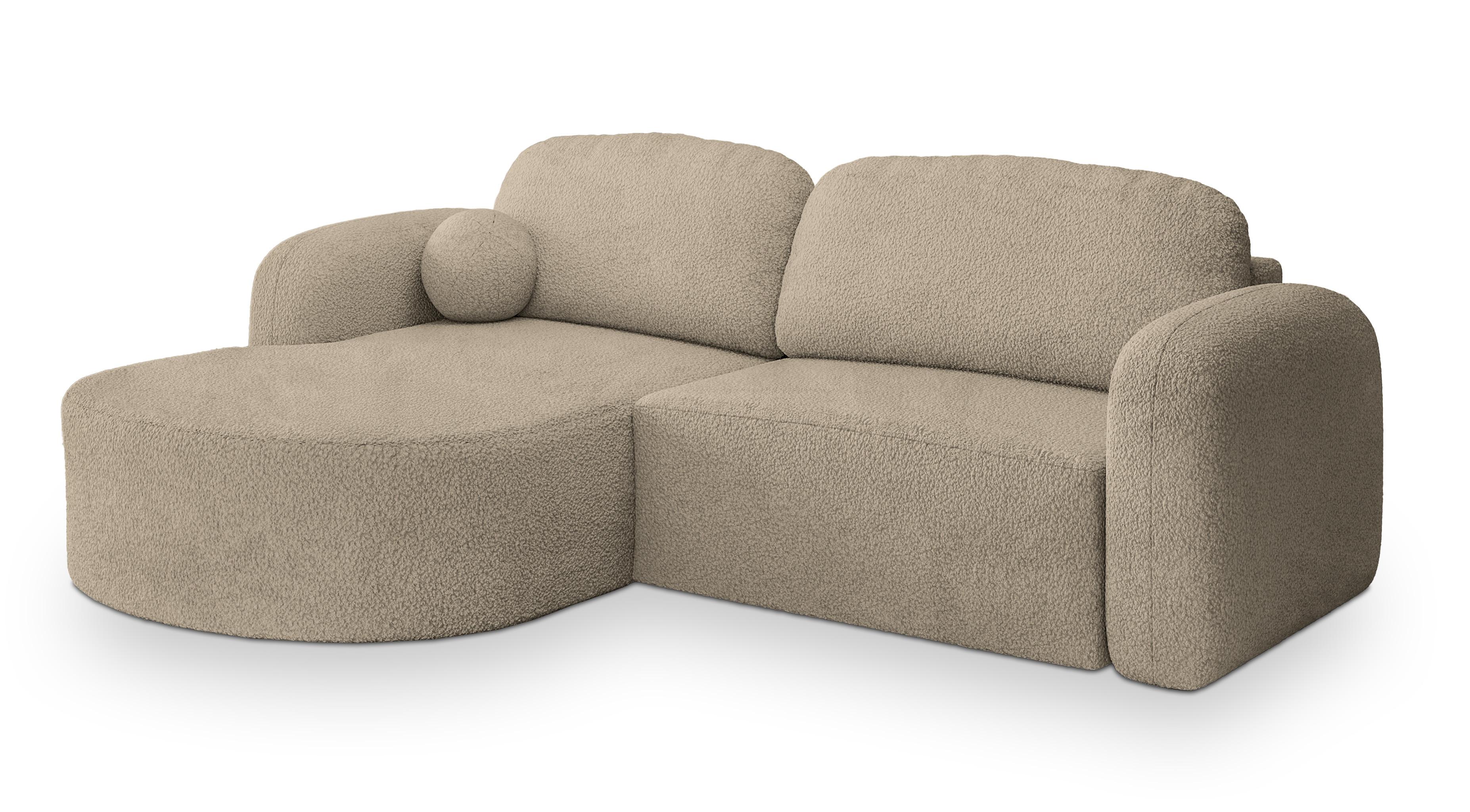Wohnli Möbelsuche - ECKSOFA AMILIA L-S Beige Boucle-Stoff mit Schlaffunktion