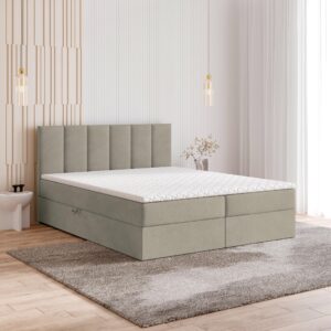 wohnli-moebel-suche-800001076798-1 BOXBETT MERIL 160x200 cm mit Matratze und Topper - Beige Holz MASSENO Möbel > Betten > Boxspringbetten Beige