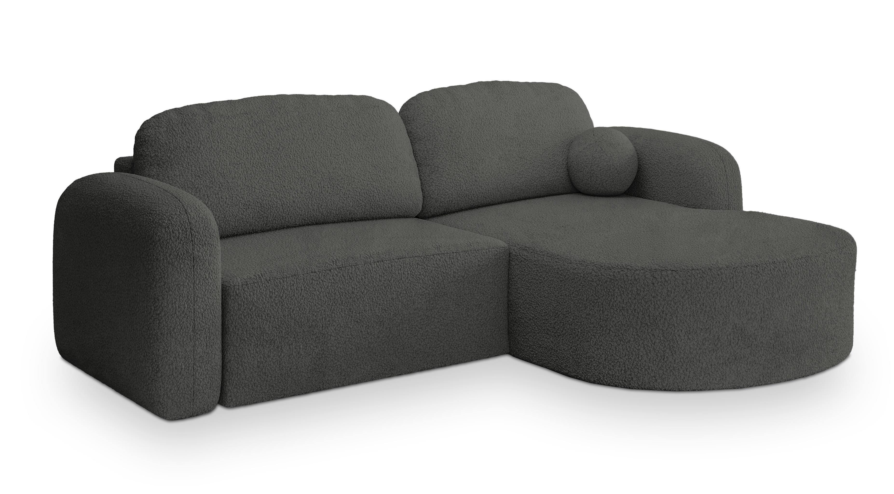 Wohnli Möbelsuche - ECKSOFA AMILIA R-S Grau Boucle-Stoff mit Schlaffunktion