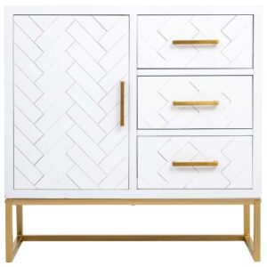 KOMMODE mit 1 tür und 3 schubladen aus holz und metall 80x34x80 cm Holz Wanderlust Möbel > Kommoden & Schubladenschränke > Kommoden Weiß