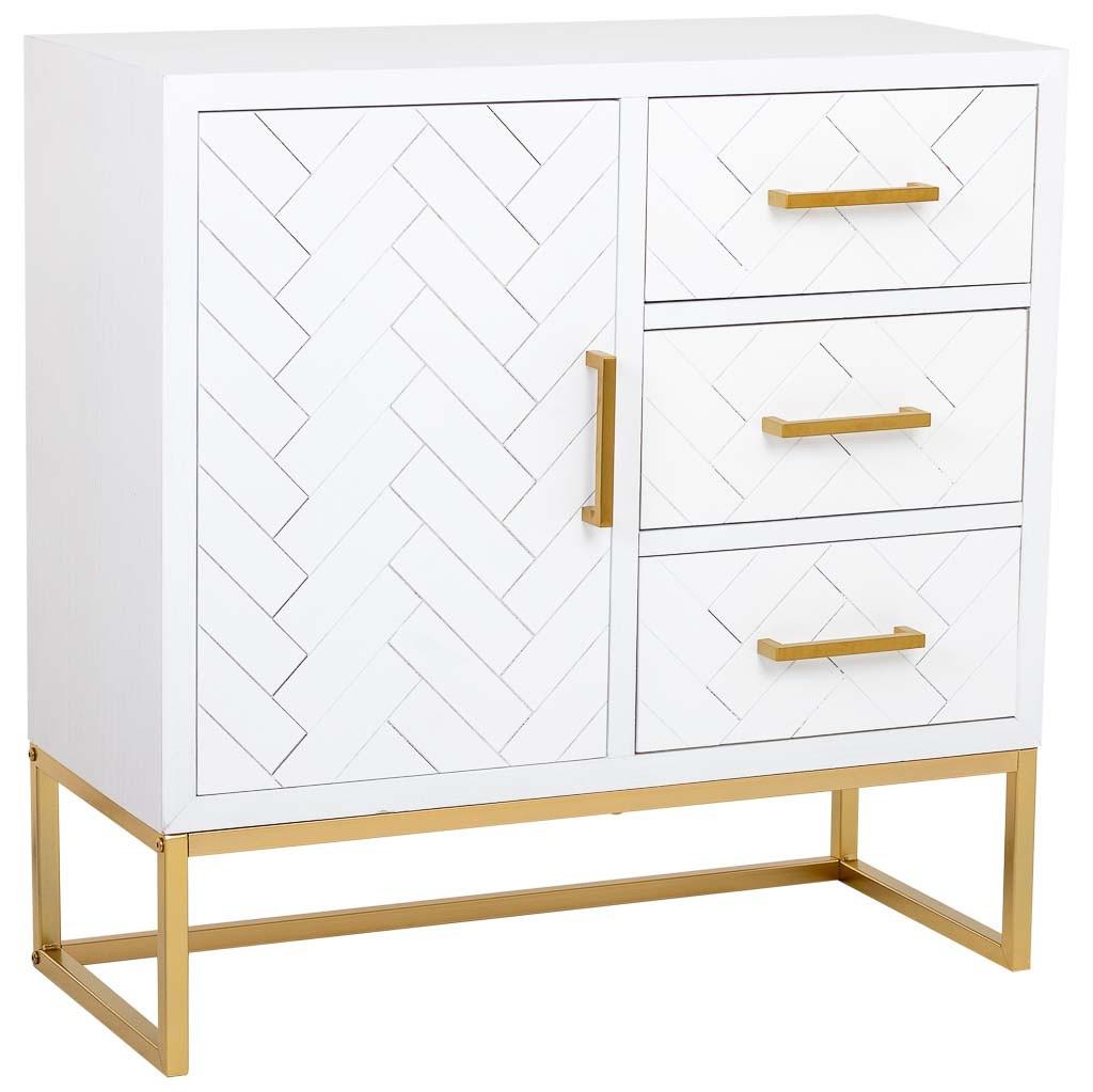 Wohnli Möbelsuche - KOMMODE mit 1 tür und 3 schubladen aus holz und metall 80x34x80 cm