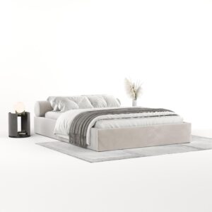 wohnli-moebel-suche-800001082387-1 POLSTERBETT Solvo mit Stauraum 200/200 cm Hellbeige im Paros Stoff Textil AltaBeds Möbel > Betten > Polsterbetten Beige