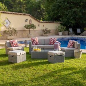 GARTENLOUNGE aus Rattan Naturmaterialien Wanderlust Garten & Outdoor > Gartenmöbel > Gartenmöbel-Sets Grau
