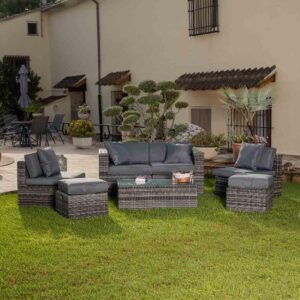 GARTENLOUNGE aus Rattan Naturmaterialien Wanderlust Garten & Outdoor > Gartenmöbel > Gartenmöbel-Sets Grau