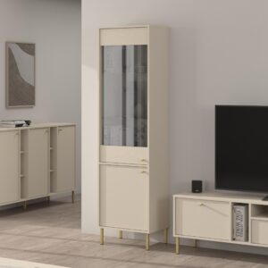 wohnli-moebel-suche-800001085899-1 VITRINE in Beige Holzwerkstoff MASSENO Möbel > Schränke > Vitrinen Beige