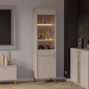 wohnli-moebel-suche-800001085920-1 VITRINE in Beige Holzwerkstoff MASSENO Möbel > Schränke > Vitrinen Beige
