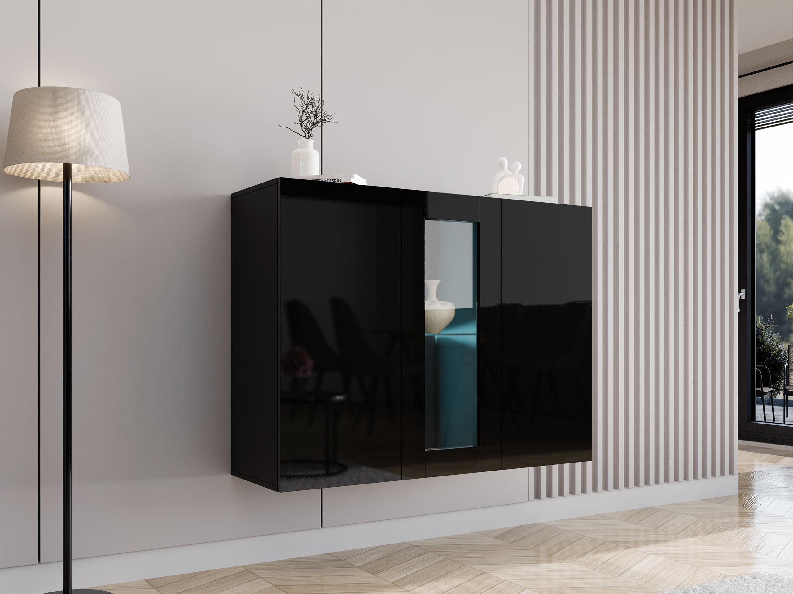 KOMMODE Vigo mit weißer LED Beleuchtung Holzwerkstoff MIRJAN24 Möbel > Kommoden & Schubladenschränke > Kommoden Schwarz