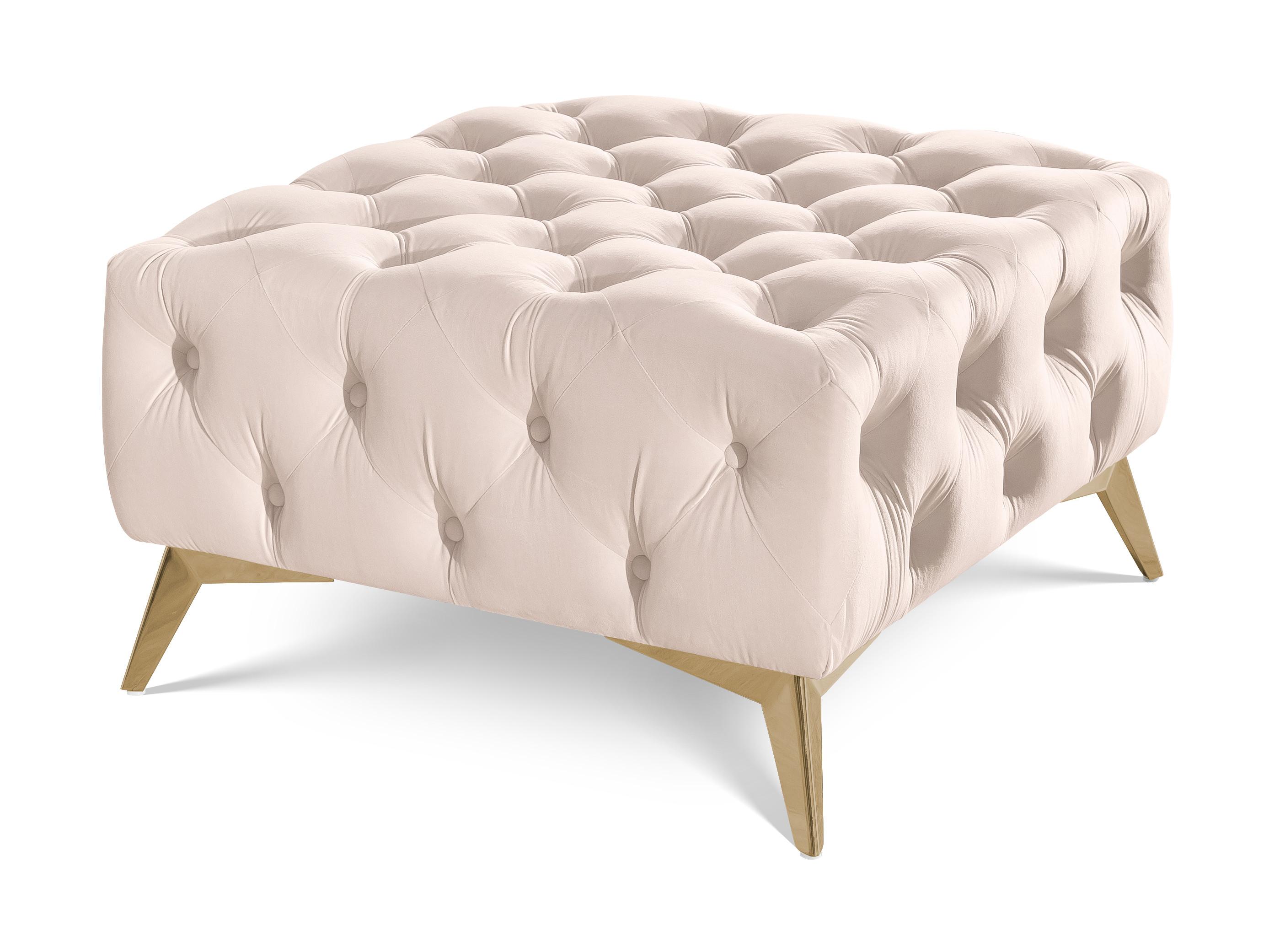 Wohnli Möbelsuche - HOCKER Chesterfield Whitby Beige Samt mit goldenen Füßen