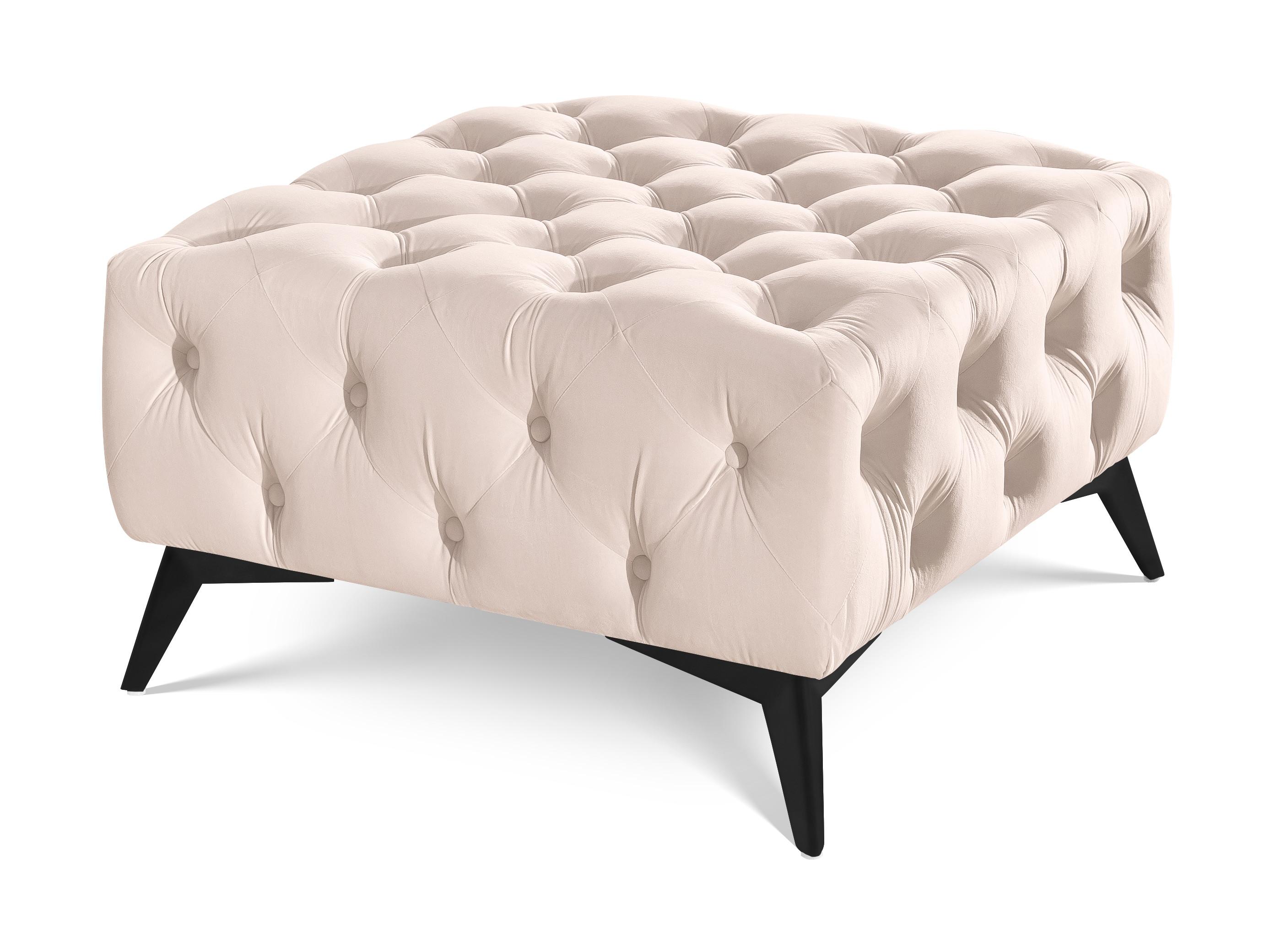 Wohnli Möbelsuche - HOCKER Chesterfield Whitby Beige Samt mit schwarzen Füßen