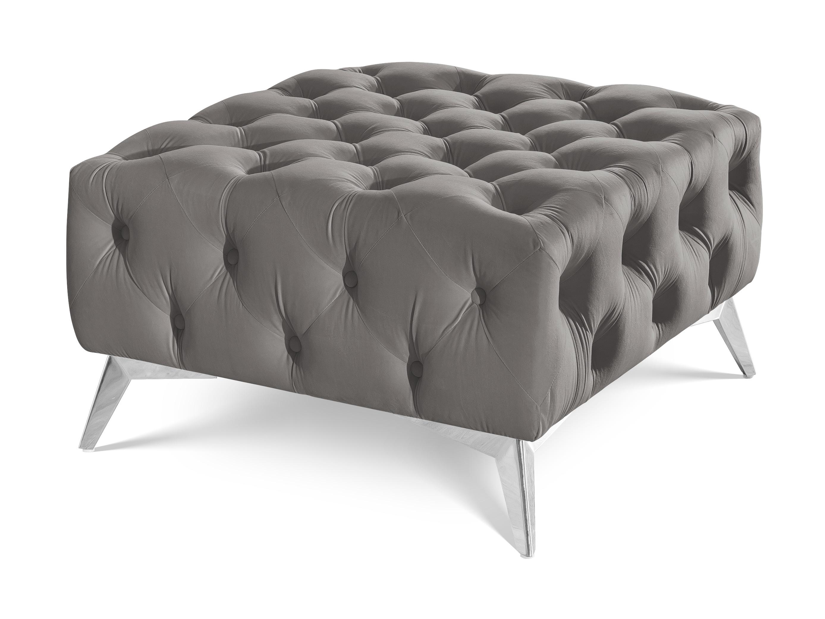 Wohnli Möbelsuche - HOCKER Chesterfield Whitby Grau Samt mit silbernen Füßen
