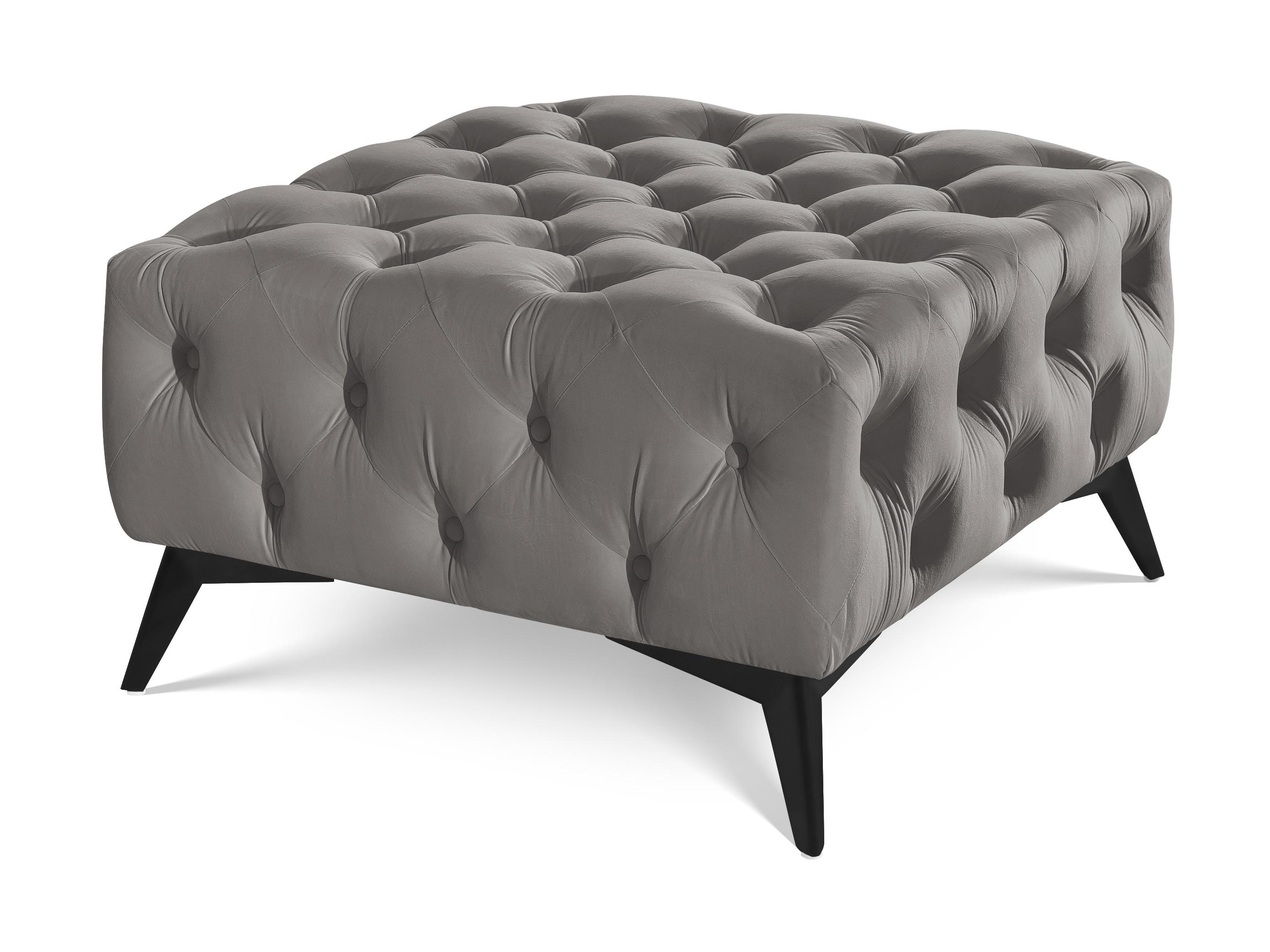 Wohnli Möbelsuche - HOCKER Chesterfield Whitby Grau Samt mit schwarzen Füßen