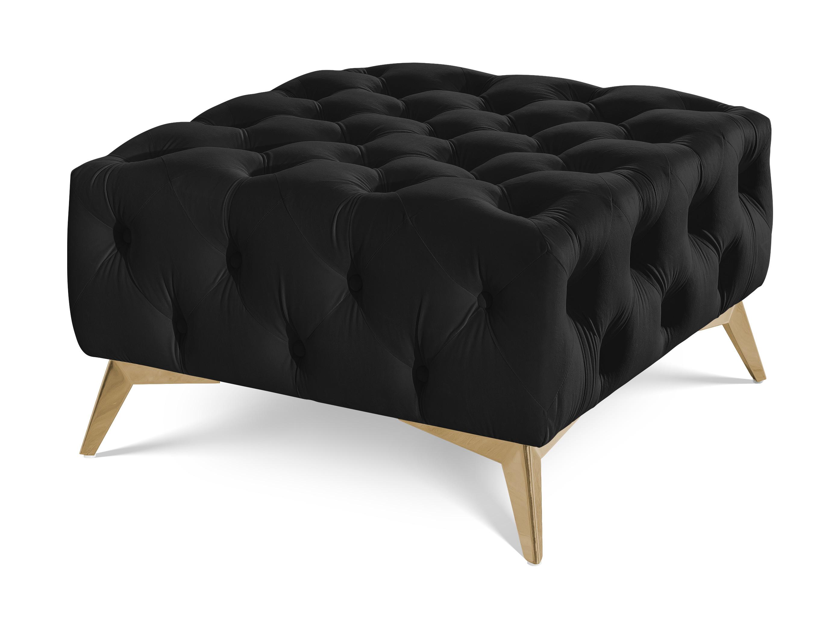 Wohnli Möbelsuche - HOCKER Chesterfield Whitby Schwarz Samt mit goldenen Füßen