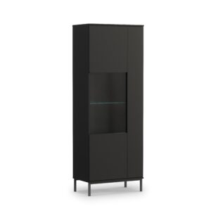 wohnli-moebel-suche-800001088041 Wohnli Möbelsuche - VITRINE Queba 2T Schwarz 70/190/41 cm – schwarze Standvitrine modern