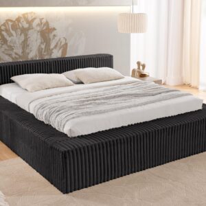 wohnli-moebel-suche-800001088380-1 POLSTERBETT 180/200 cm Noord mit Bettkasten und Lattenrost Dunkelgrau Plüschcord Textil S-Style Möbel Möbel > Betten > Polsterbetten Grau
