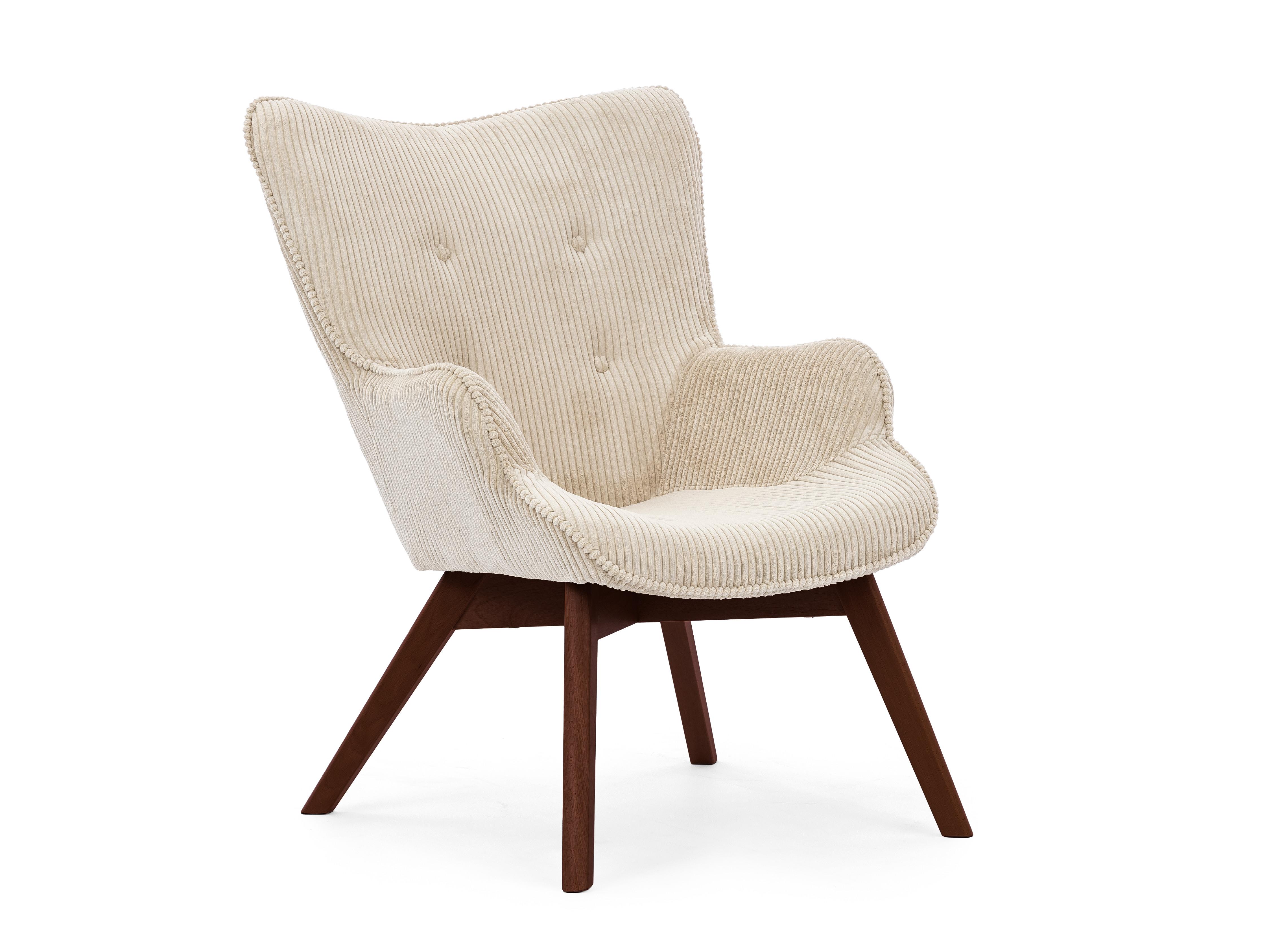 Wohnli Möbelsuche - LOUNGESESSEL Lenari Beige Cordstoff mit Füßen in Braun