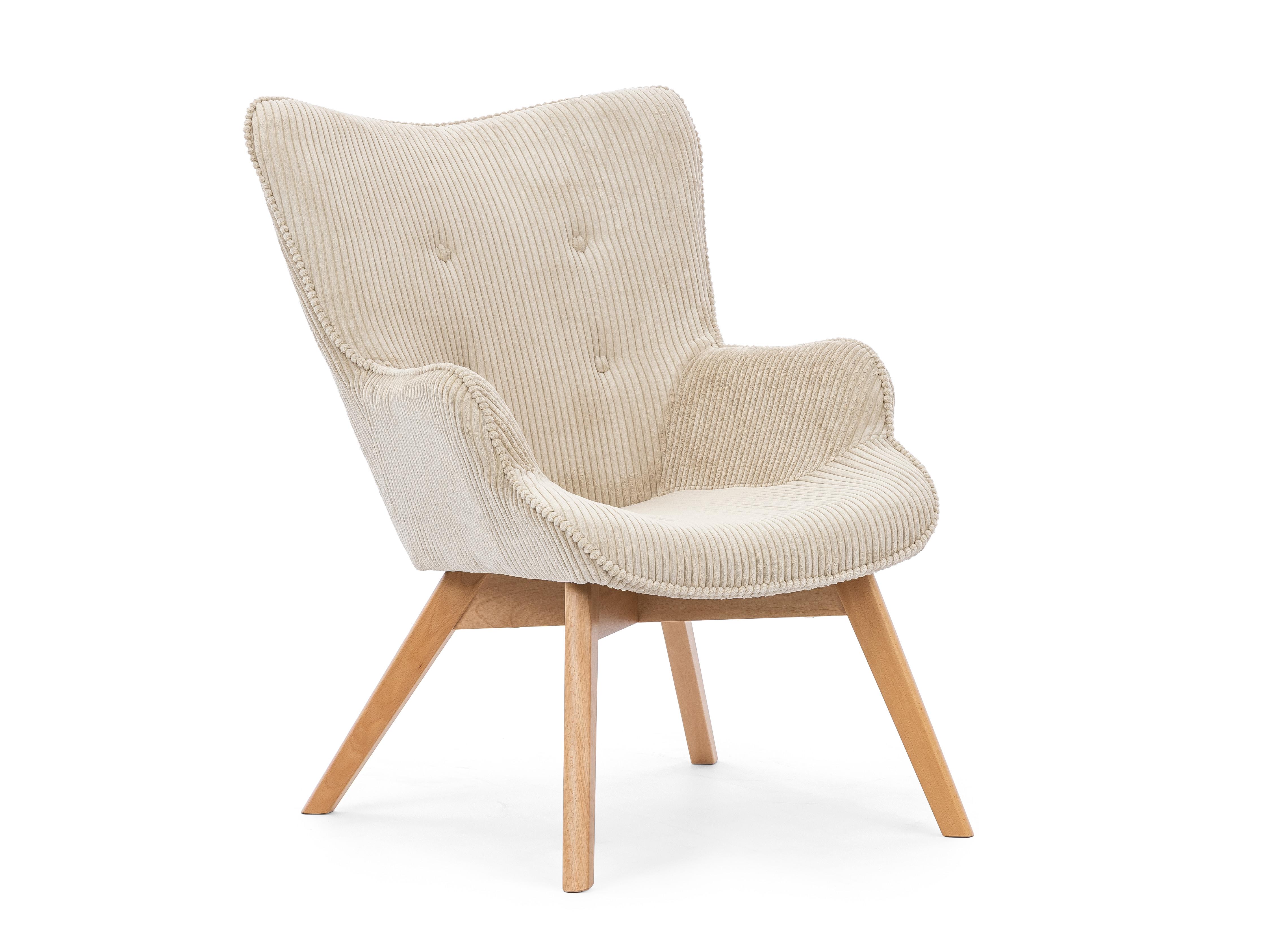 Wohnli Möbelsuche - LOUNGESESSEL Lenari Beige Cordstoff mit Füßen in Natur