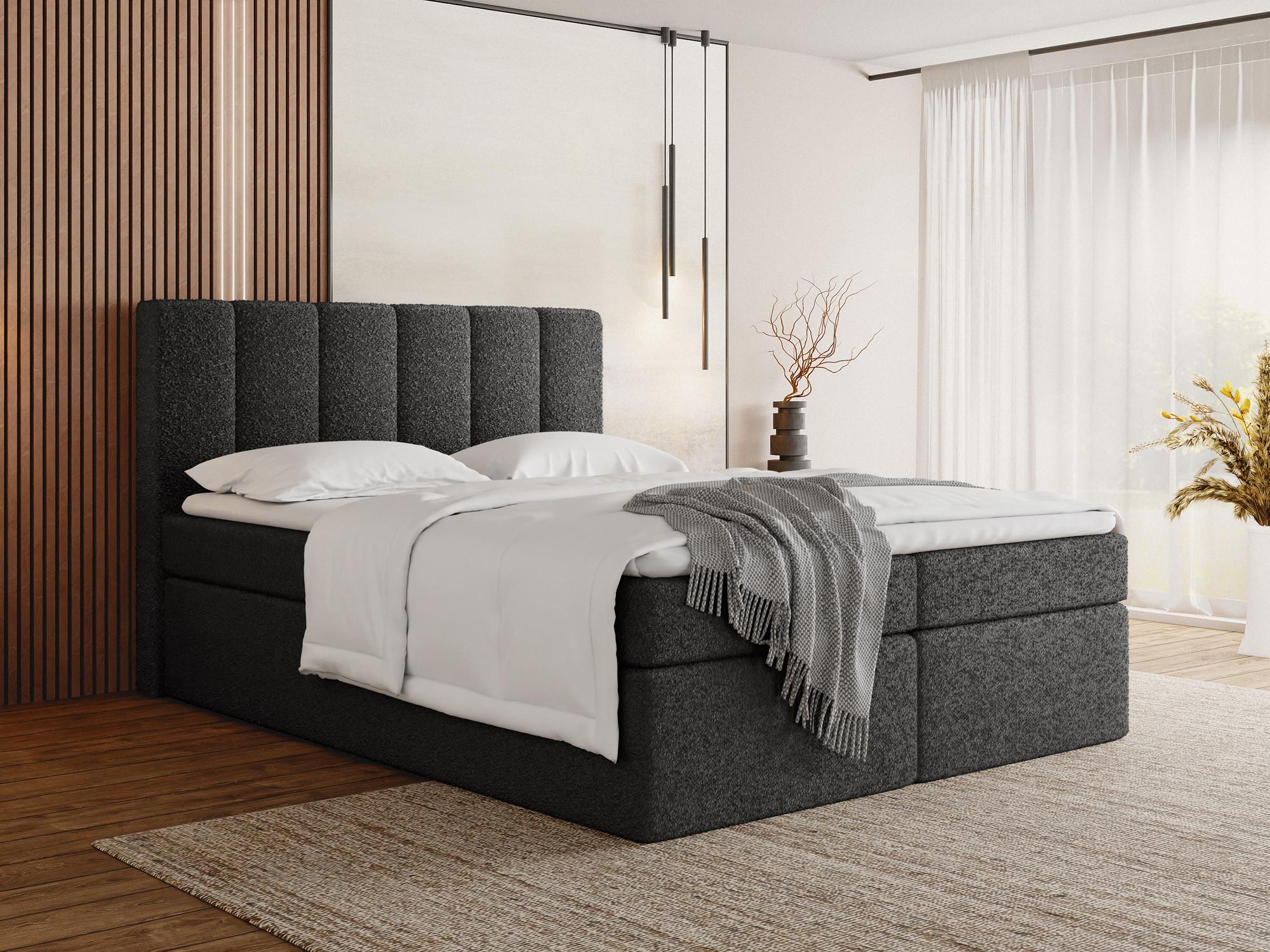 wohnli-moebel-suche-800001090169-1 Boucle Schwarz 180/200 cm – 7-Zonen Taschenfederkern-Matratze & Komfortschaum-Topper