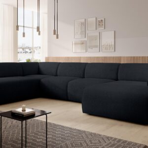 wohnli-moebel-suche-800001092987-1 WOHNLANDSCHAFT Didim Dunkelgrau 378/220/78 cm – großes Sofa stilvoll & bequem L Textil AX Living Möbel > Sofas & Couches > Wohnlandschaften > Wohnlandschaften U-Form Schwarz