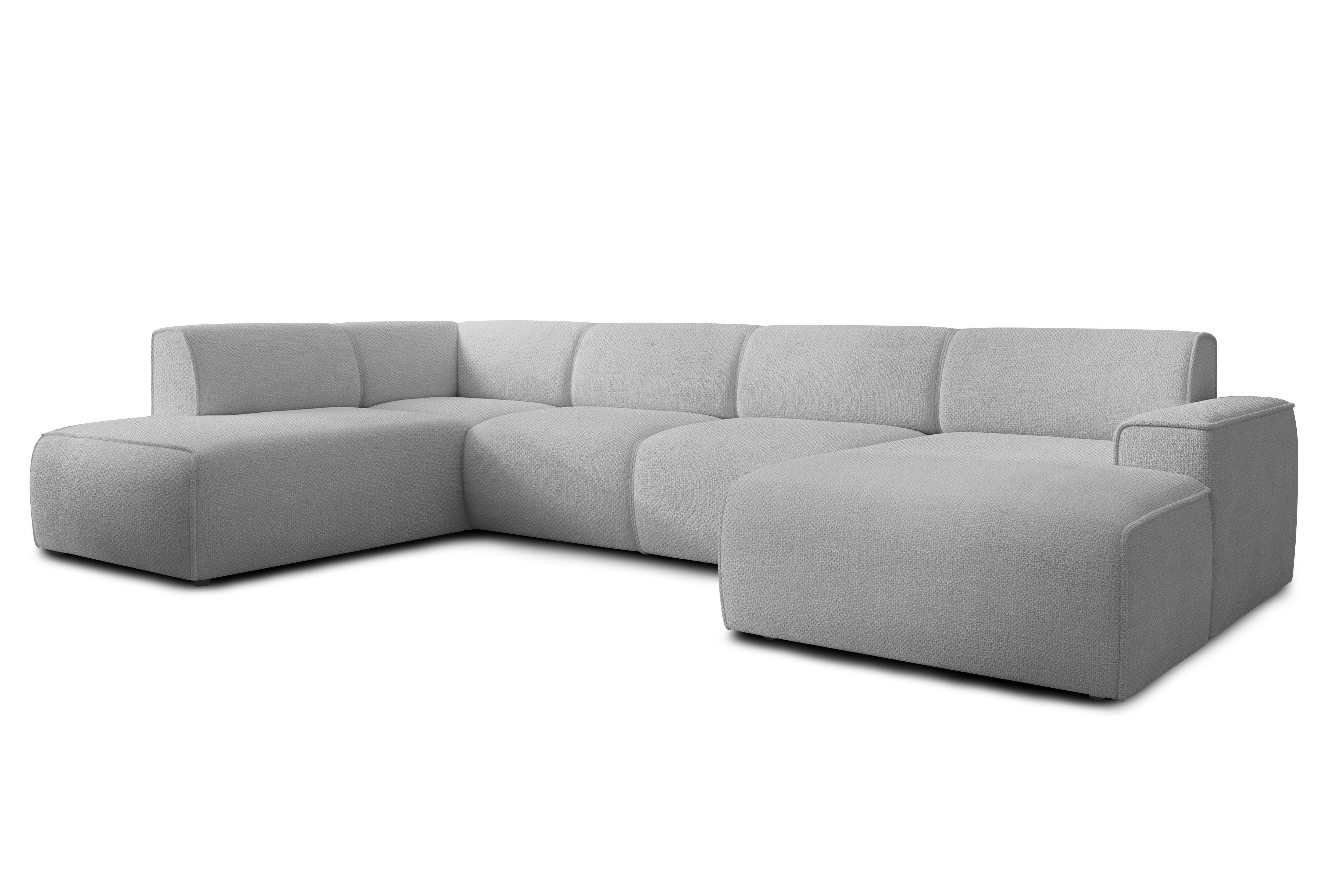 wohnli-moebel-suche-800001092998 Wohnli Möbelsuche - WOHNLANDSCHAFT Didim Hellgrau 378/220/78 cm – großes Sofa stilvoll & bequem L