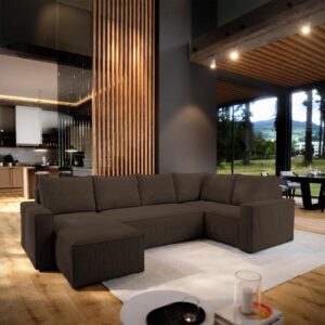 wohnli-moebel-suche-800001094104-1 WOHNLANDSCHAFT NORENA R-S Braun Kordstoff mit Schlaffunktion Holz MASSENO Möbel > Sofas & Couches > Wohnlandschaften > Wohnlandschaften U-Form Braun