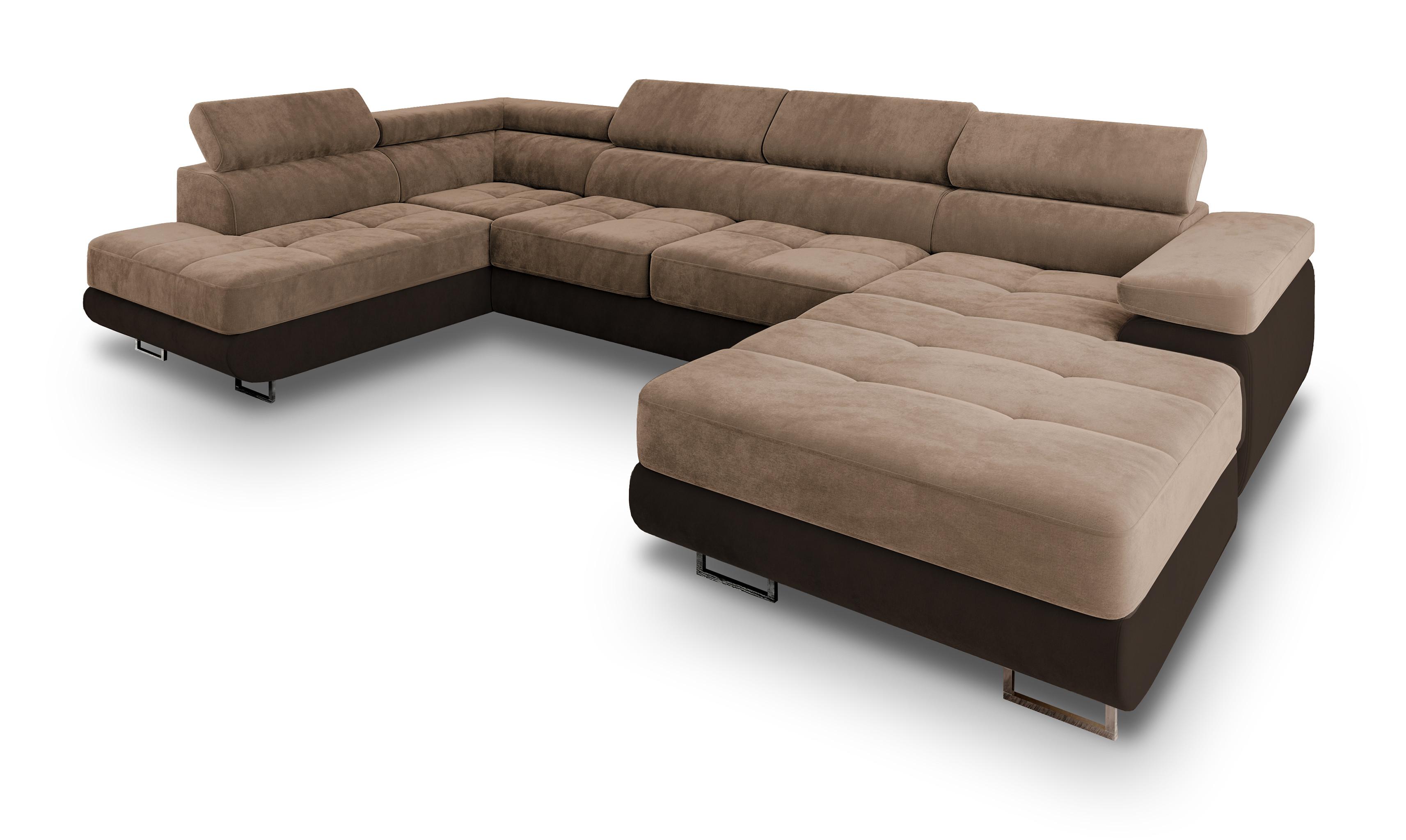 wohnli-moebel-suche-800001094121 Wohnli Möbelsuche - WOHNLANDSCHAFT CASONE L-S Beige Velours-Stoff mit Schlaffunktion
