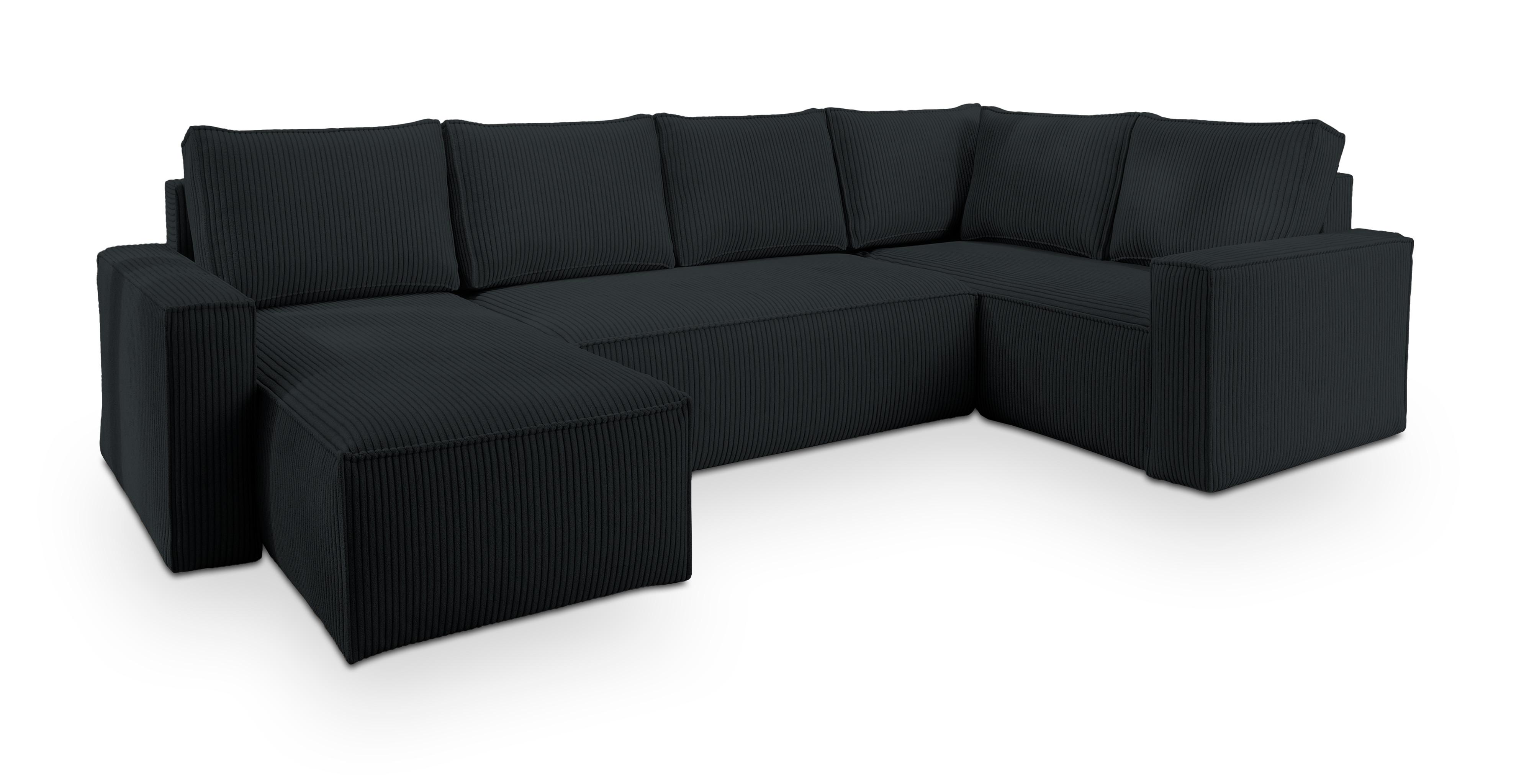 wohnli-moebel-suche-800001094140 Wohnli Möbelsuche - WOHNLANDSCHAFT NORENA R-S Schwarz Kordstoff mit Schlaffunktion