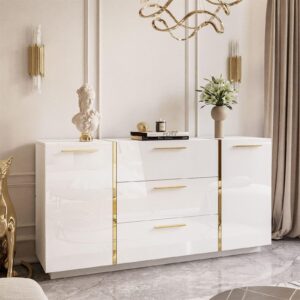 wohnli-moebel-suche-800001094179-1 KOMMODE MIT SCHUBLADEN ONYX HOCHGLANZ 158 CM Holzwerkstoff Lookway Möbel > Kommoden & Schubladenschränke > Kommoden Weiß