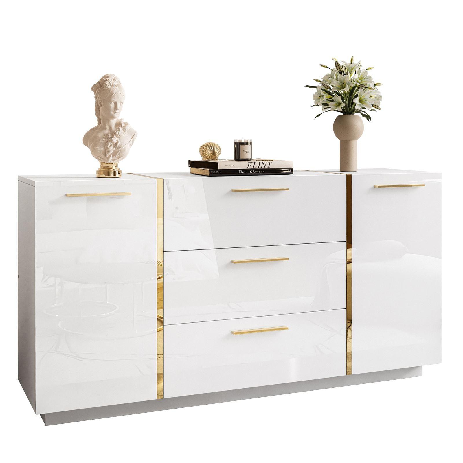 Wohnli Möbelsuche - KOMMODE MIT SCHUBLADEN ONYX HOCHGLANZ 158 CM