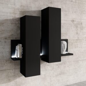 wohnli-moebel-suche-800001094653-1 VITRINE in Schwarz Holzwerkstoff MASSENO Möbel > Schränke > Vitrinen Schwarz
