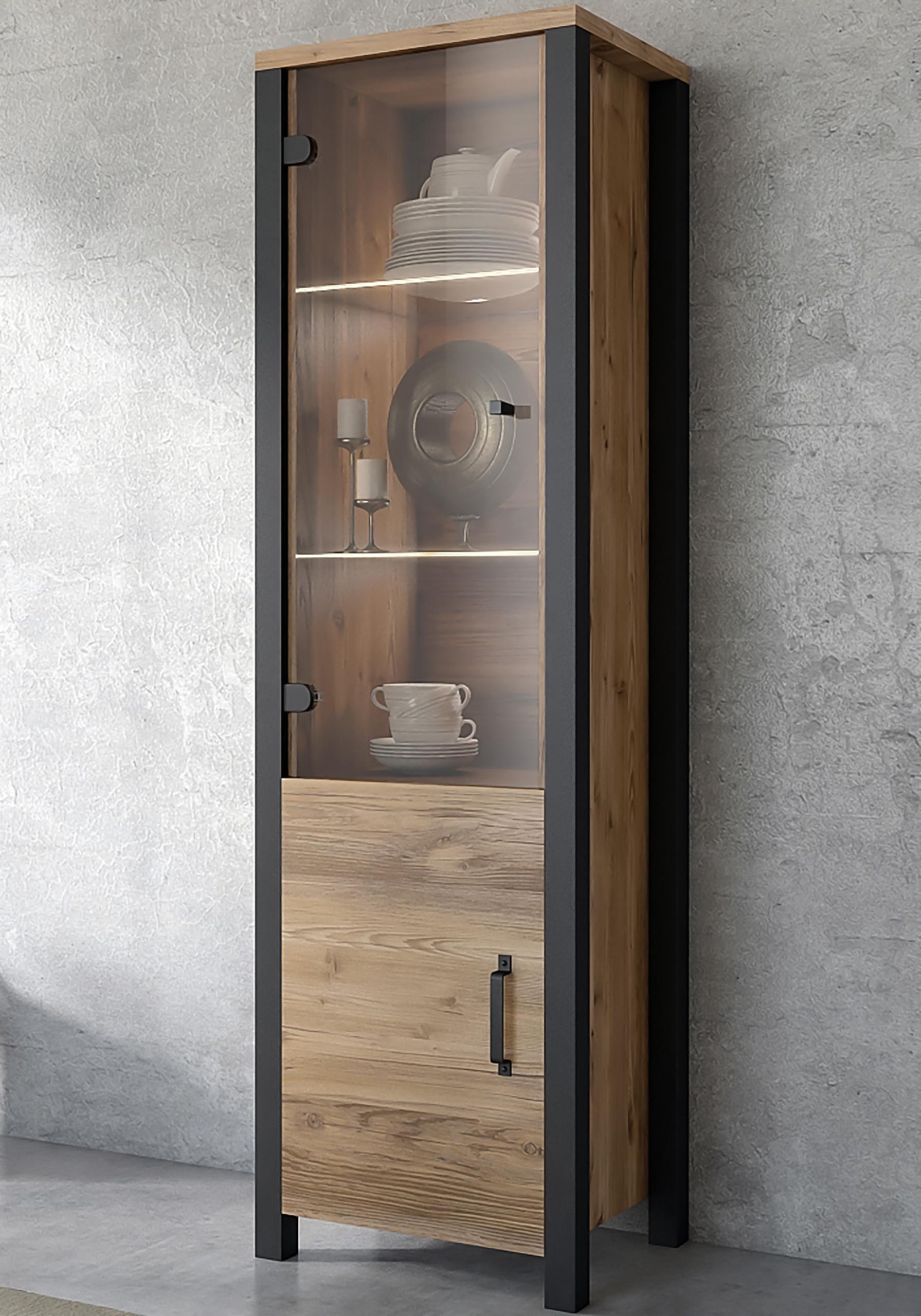 wohnli-moebel-suche-800001094669-1 VITRINE in Braun Holzwerkstoff MASSENO Möbel > Schränke > Vitrinen Braun