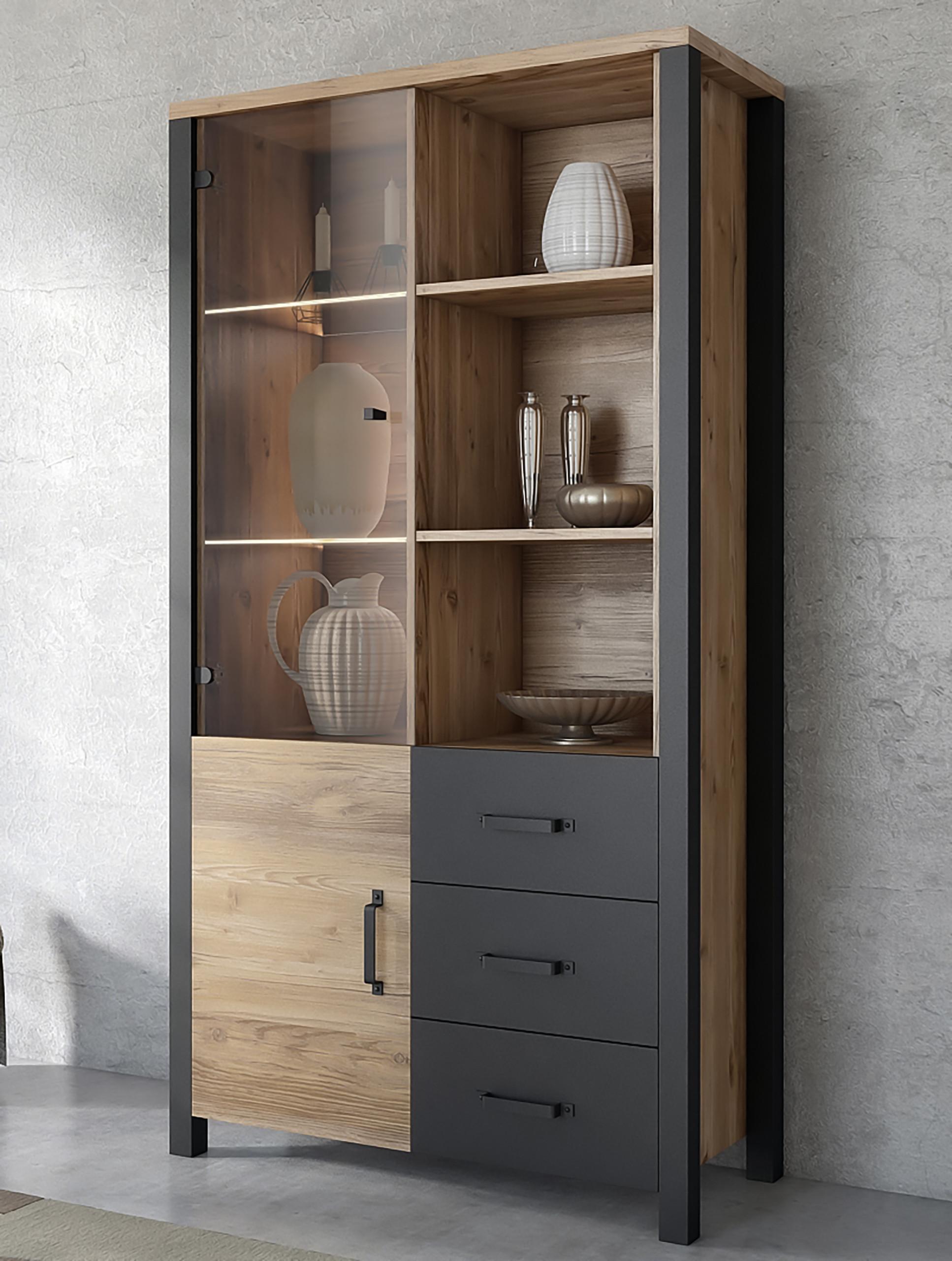 wohnli-moebel-suche-800001094679-1 VITRINE in Braun Holzwerkstoff MASSENO Möbel > Schränke > Vitrinen Braun