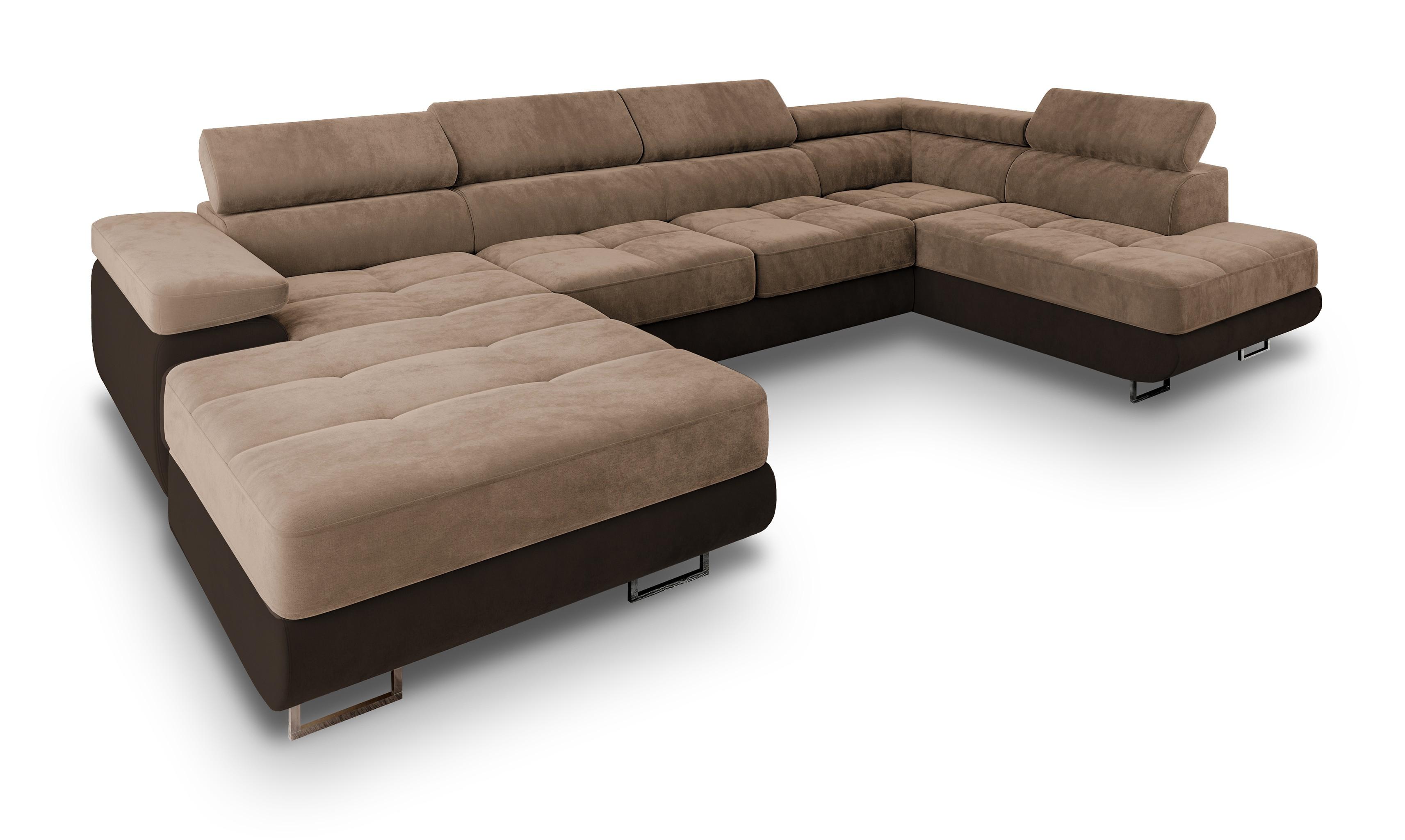 wohnli-moebel-suche-800001094689 Wohnli Möbelsuche - WOHNLANDSCHAFT CASONE R-S Beige Velours-Stoff mit Schlaffunktion