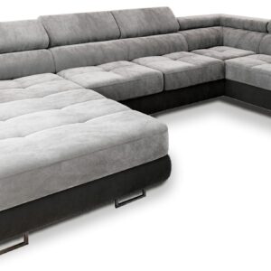 wohnli-moebel-suche-800001094692 Wohnli Möbelsuche - WOHNLANDSCHAFT CASONE R-S Hellgrau Velours-Stoff mit Schlaffunktion