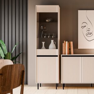 wohnli-moebel-suche-800001094698-1 VITRINE in Beige Holzwerkstoff MASSENO Möbel > Schränke > Vitrinen Beige